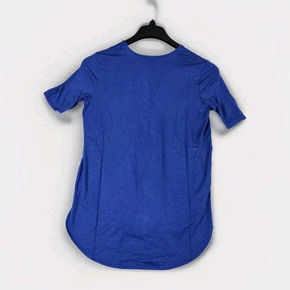 Universal Standard Rayon Jersey Elbow Sleeve V-Neck Top Mazarine Blue 4XS (0-00) - Picture 5 of 12